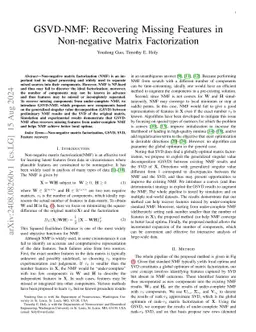 GSVD-NMF: Recovering Missing Features in Non-negative Matrix Factorization