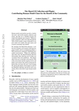The ShareLM Collection and Plugin: Contributing Human-Model Chats for the Benefit of the Community