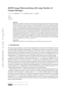 METR: Image Watermarking with Large Number of Unique Messages