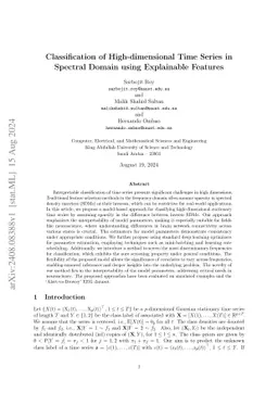 Classification of High-dimensional Time Series in Spectral Domain using
  Explainable Features