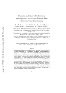 Phononic materials with effectively scale-separated hierarchical
  features using interpretable machine learning
