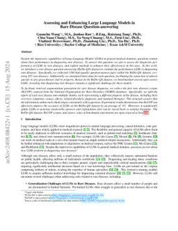 Assessing and Enhancing Large Language Models in Rare Disease
  Question-answering