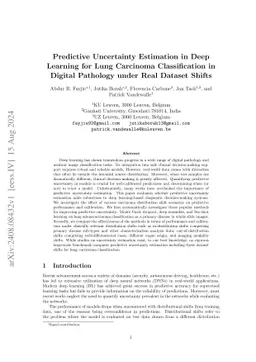 Predictive uncertainty estimation in deep learning for lung carcinoma
  classification in digital pathology under real dataset shifts