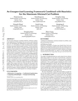 An Unsupervised Learning Framework Combined with Heuristics for the
  Maximum Minimal Cut Problem