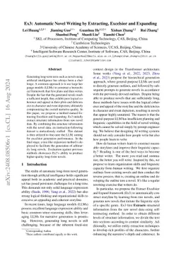 Ex3: Automatic Novel Writing by Extracting, Excelsior and Expanding