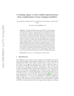 A training regime to learn unified representations from complementary
  breast imaging modalities