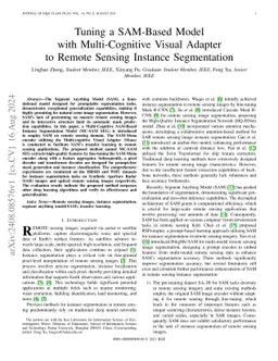 Tuning a SAM-Based Model with Multi-Cognitive Visual Adapter to Remote
  Sensing Instance Segmentation