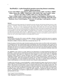 RealMedQA: A pilot biomedical question answering dataset containing
  realistic clinical questions
