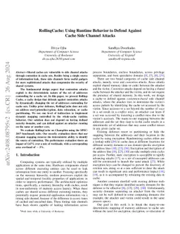 RollingCache: Using Runtime Behavior to Defend Against Cache Side
  Channel Attacks