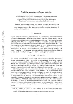 Predictive performance of power posteriors