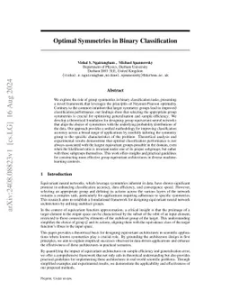 Optimal Symmetries in Binary Classification