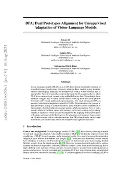 DPA: Dual Prototypes Alignment for Unsupervised Adaptation of
  Vision-Language Models