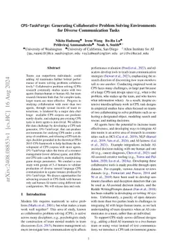 CPS-TaskForge: Generating Collaborative Problem Solving Environments for
  Diverse Communication Tasks