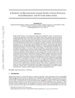 A Survey on Blockchain-based Supply Chain Finance with Progress and
  Future directions