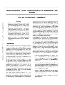 Information-Theoretic Progress Measures reveal Grokking is an Emergent
  Phase Transition