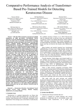 Comparative Performance Analysis of Transformer-Based Pre-Trained Models
  for Detecting Keratoconus Disease