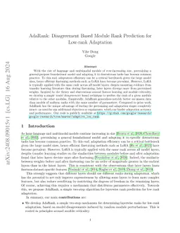 AdaRank: Disagreement Based Module Rank Prediction for Low-rank
  Adaptation