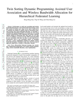 Twin Sorting Dynamic Programming Assisted User Association and Wireless
  Bandwidth Allocation for Hierarchical Federated Learning