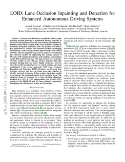 LOID: Lane Occlusion Inpainting and Detection for Enhanced Autonomous
  Driving Systems