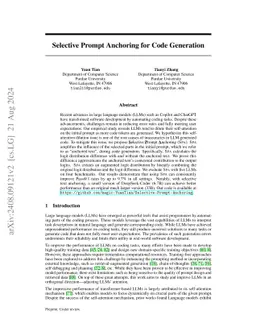 Selective Prompt Anchoring for Code Generation