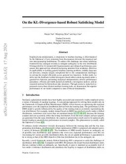 On the KL-Divergence-based Robust Satisficing Model