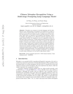 Chinese Metaphor Recognition Using a Multi-stage Prompting Large
  Language Model