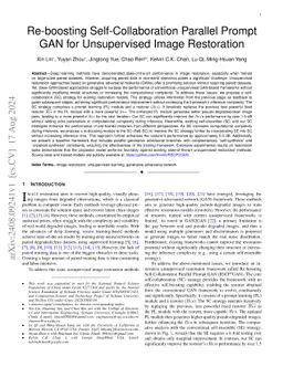 Re-boosting Self-Collaboration Parallel Prompt GAN for Unsupervised Image Restoration