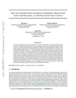 Out-of-distribution materials property prediction using adversarial
  learning based fine-tuning