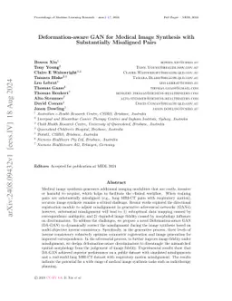 Deformation-aware GAN for Medical Image Synthesis with Substantially
  Misaligned Pairs