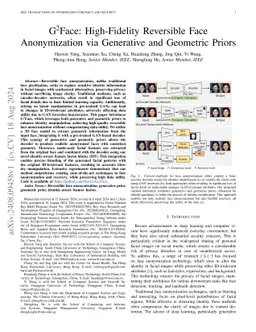 G2Face: High-Fidelity Reversible Face Anonymization via Generative and
  Geometric Priors