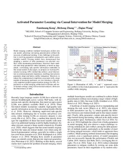 Activated Parameter Locating via Causal Intervention for Model Merging