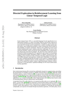 Directed Exploration in Reinforcement Learning from Linear Temporal Logic