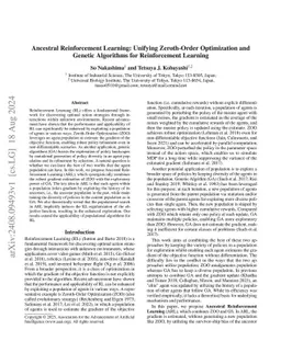 Ancestral Reinforcement Learning: Unifying Zeroth-Order Optimization and
  Genetic Algorithms for Reinforcement Learning