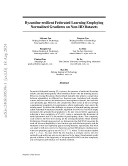 Efficient Federated Learning against Byzantine Attacks and Data Heterogeneity via Aggregating Normalized Gradients
