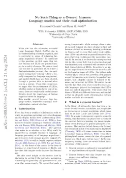 No Such Thing as a General Learner: Language models and their dual
  optimization