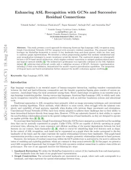 Enhancing ASL Recognition with GCNs and Successive Residual Connections