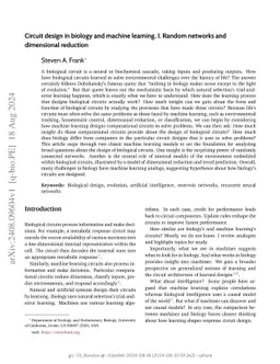 Circuit design in biology and machine learning. I. Random networks and
  dimensional reduction