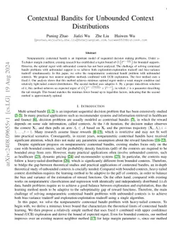 Contextual Bandits for Unbounded Context Distributions