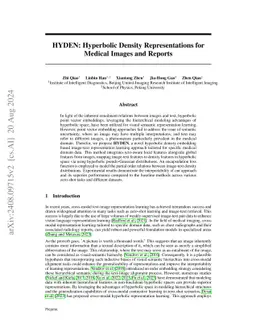 HYDEN: Hyperbolic Density Representations for Medical Images and Reports