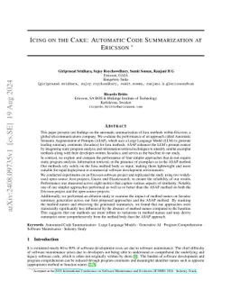Icing on the Cake: Automatic Code Summarization at Ericsson