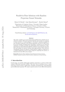 Parallel-in-Time Solutions with Random Projection Neural Networks