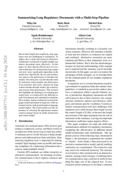 Summarizing long regulatory documents with a multi-step pipeline