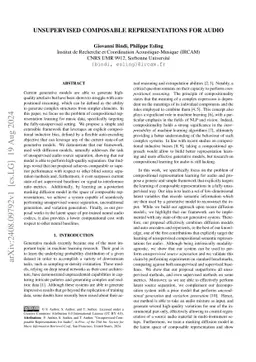 Unsupervised Composable Representations for Audio