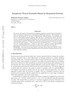 Symplectic Neural Networks Based on Dynamical Systems