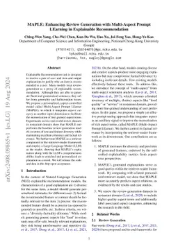 MAPLE: Enhancing Review Generation with Multi-Aspect Prompt LEarning in Explainable Recommendation