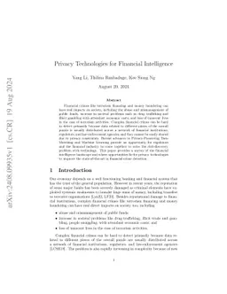 Privacy Technologies for Financial Intelligence