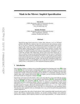 Mask in the Mirror: Implicit Sparsification