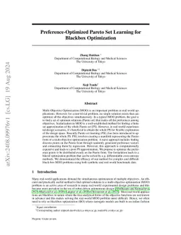 Preference-Optimized Pareto Set Learning for Blackbox Optimization