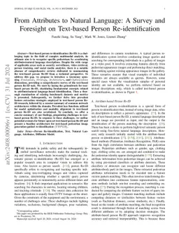 From Attributes to Natural Language: A Survey and Foresight on
  Text-based Person Re-identification