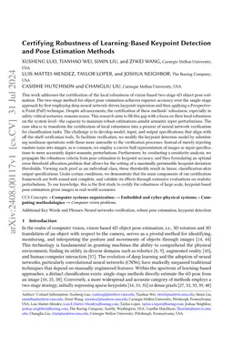 Certifying Robustness of Learning-Based Keypoint Detection and Pose
  Estimation Methods